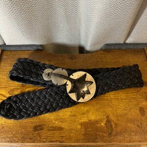 Unisex Black Woven Belt‎ w/Mixed Metal Buckle by Baer SF Made in the USA